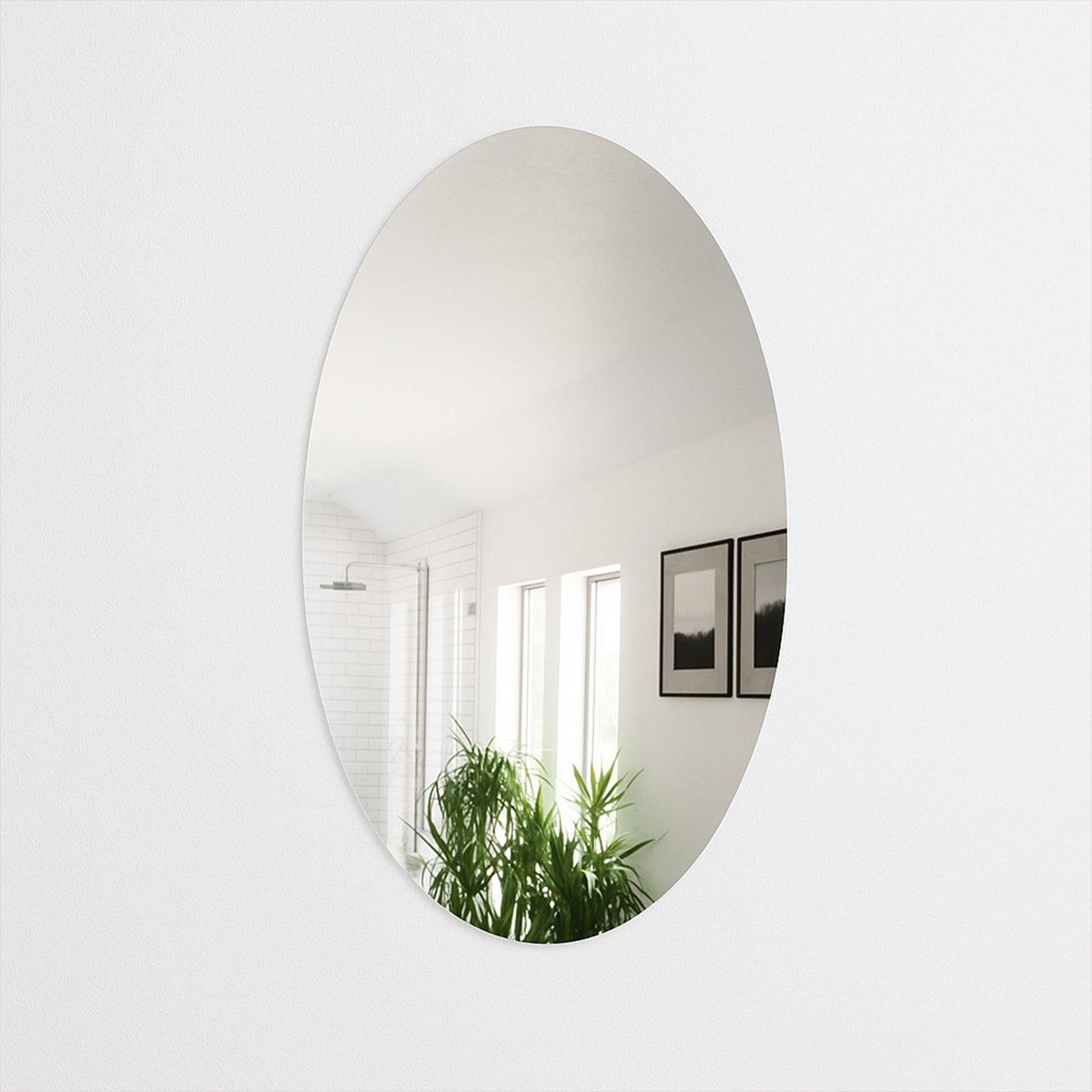 Elegant Oval Frameless Wall Mirror For Home  Office Decor (6 Pc)