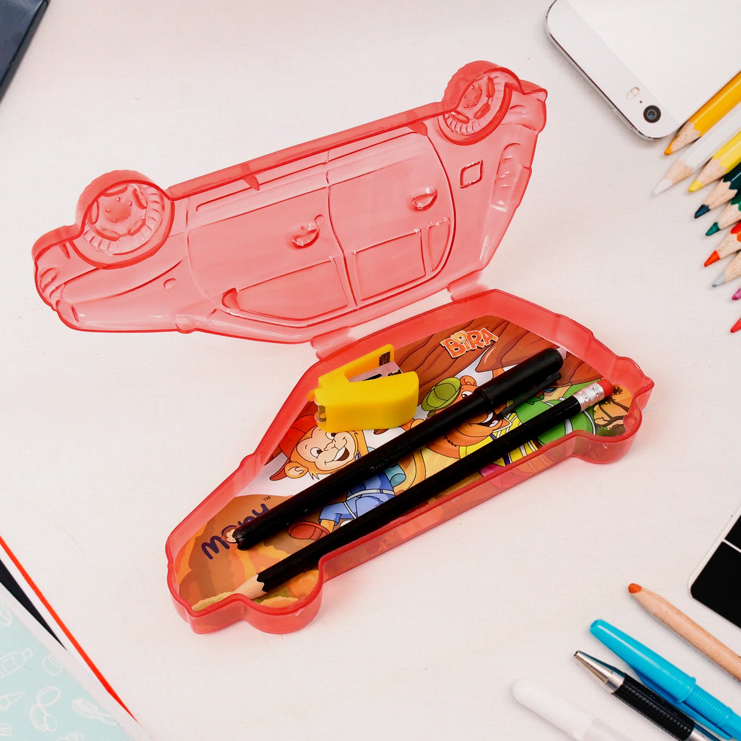 Car Shape Plastic Compass Box For Kids (1 Pc)