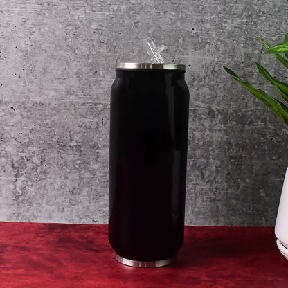 Stainless Steel Can-shaped Vacuum Flask With Built-in Straw 500ml Approx (1 Pc)
