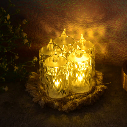 Decorative Led Crystal Flameless Candle Set (6 Pc)