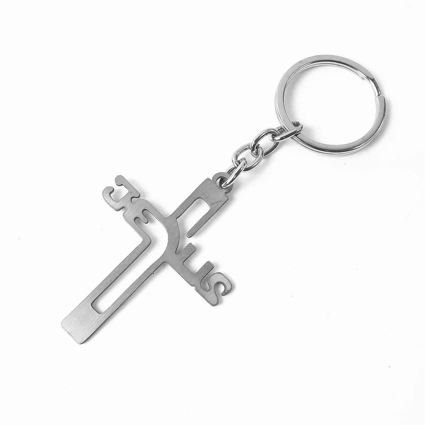 Elegant Metal Cross Keychain With Gujarati Jesus Script  Religious Faith Key Ring